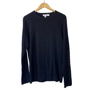 Calvin Klein Mens‎ Cotton Ribbed Sweater Sz L NWT Logo Spell Out Crewneck